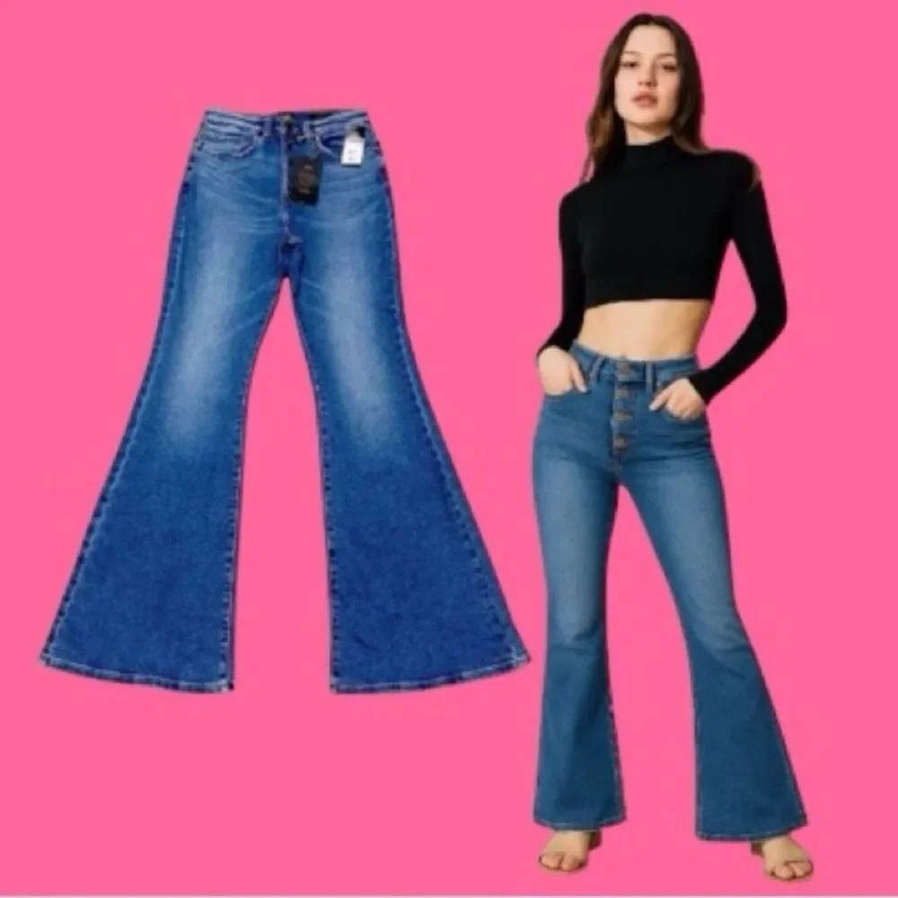 Lee Vintage Modern High Rise Flare Jeans 29x33 NWT Stretch Distressed Denim - Picture 2 of 11